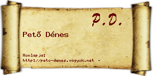 Pető Dénes névjegykártya